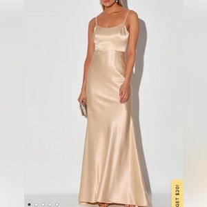 Lulus Satin Champagne Mermaid dress